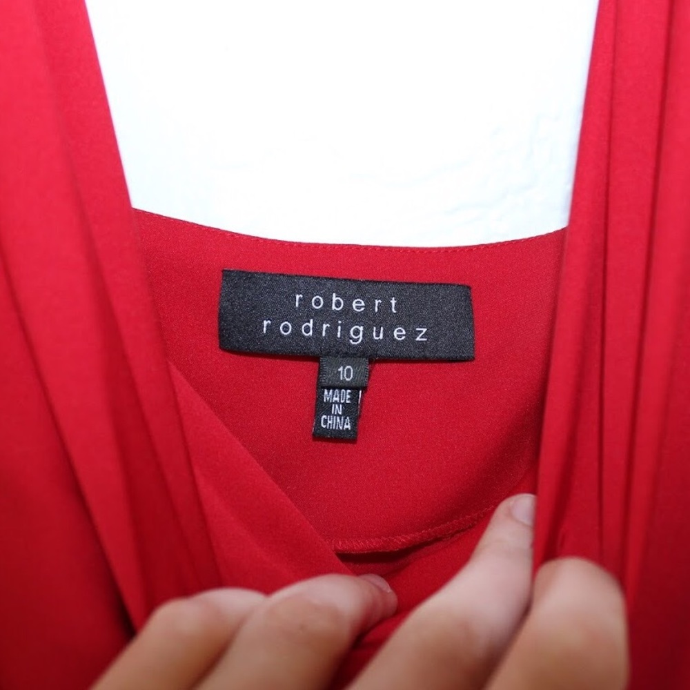 Robert Rodriguez Red Silk Cowlneck Tank